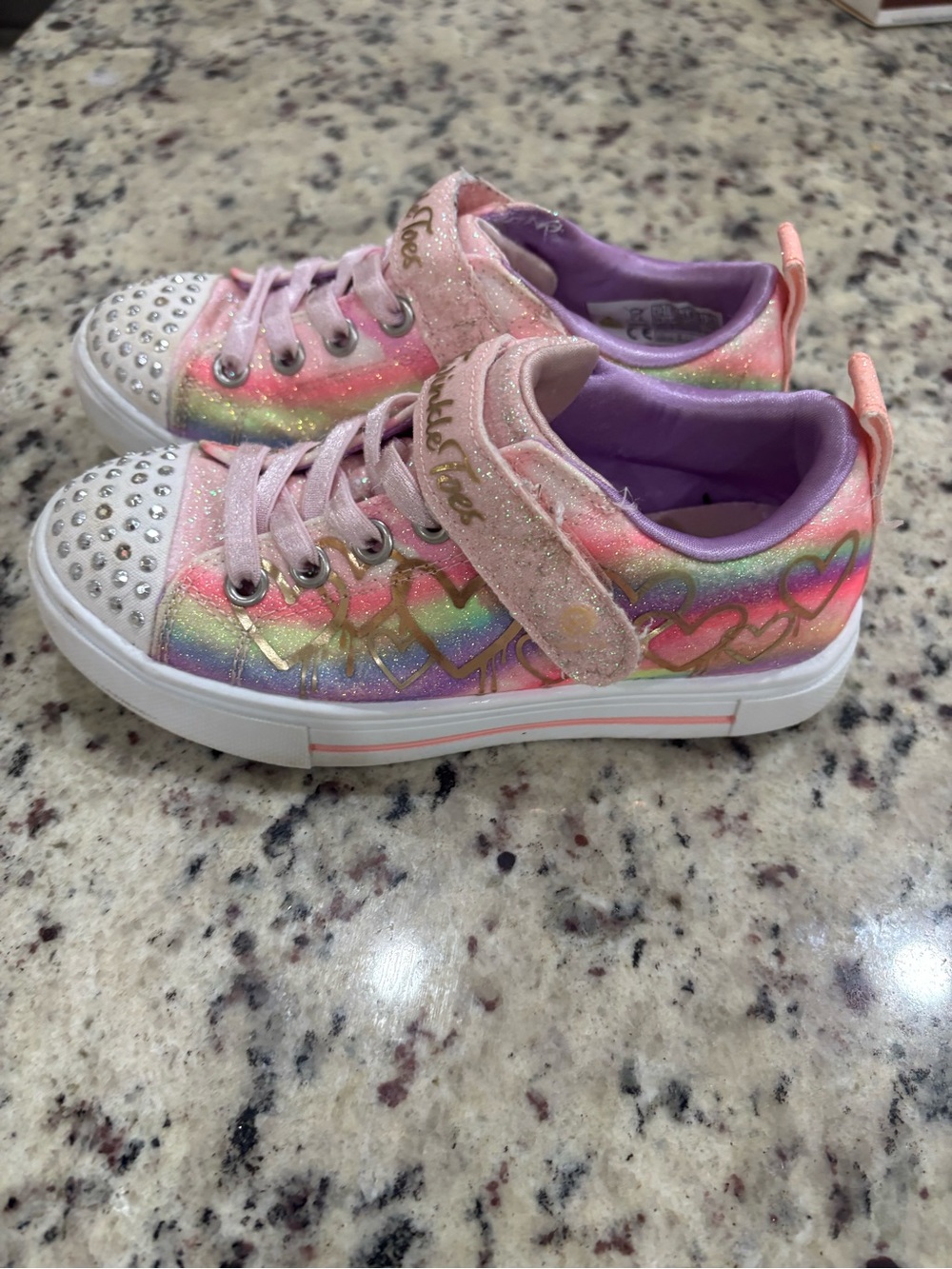 Skechers Kids Glitter Rainbow Heart Sneakers - Pink & Purple